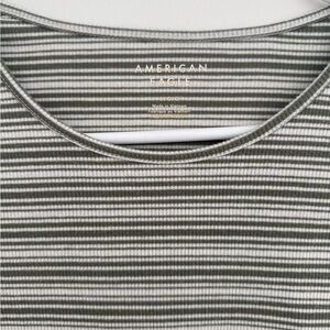 American Eagle Outfitters Green and White Striped Short Sleeve Tee